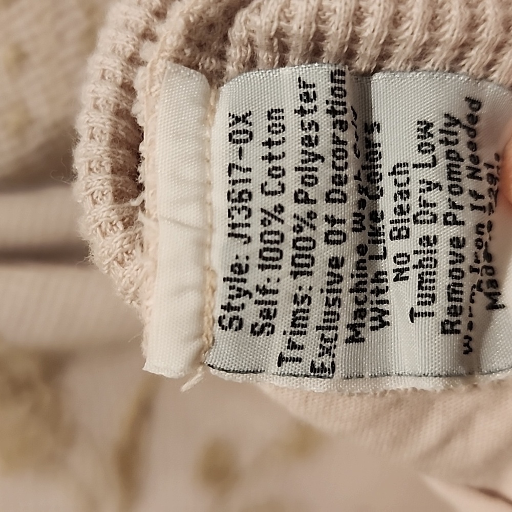 Johnny Was Pink Embroidered Thermal Waffle Knit9 Sweatshirt 1x - Picture 5 of 7